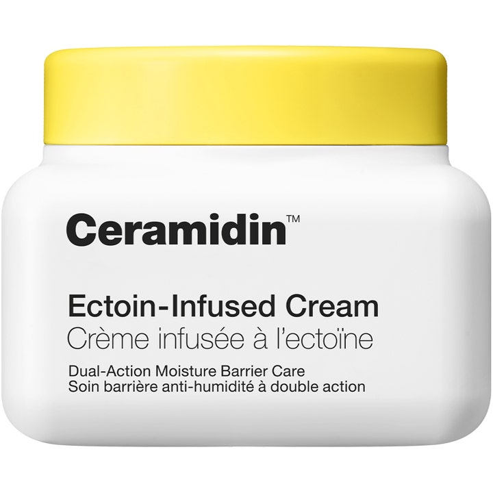 Dr. Jart+ Ceramidin Ectoin-Infused Cream 50 ml styrker hudbarrieren i hvid krukke med et gult låg