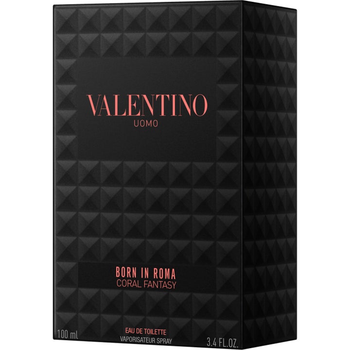 Valentino Born in Roma Uomo Coral Fantasy Eau de Toilette 100 ml herreparfume med nitteformet glasflakon og sort æske