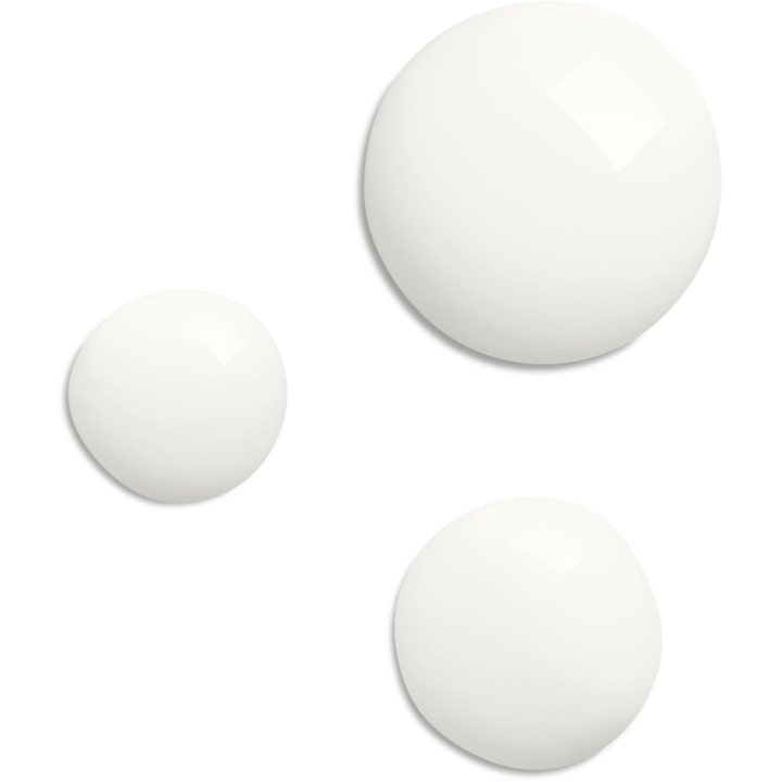 Biotherm Waterlover Sun Milky Spray 200 ml SPF50 solcreme viser tre hvide cremede dråber af teksturen