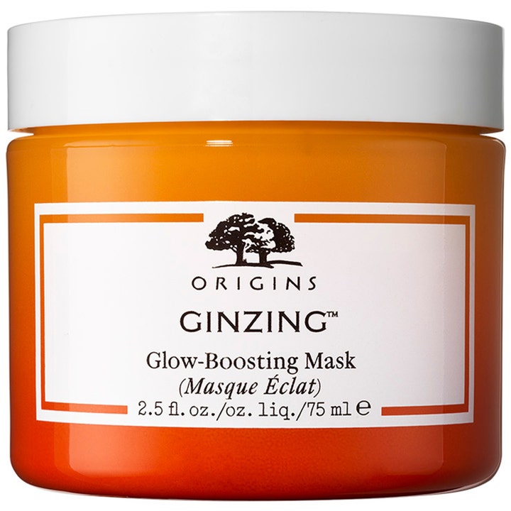 Origins GinZing Glow-Boosting Mask 75 ml ansigtsmaske der giver glød i en orange krukke med hvidt låg