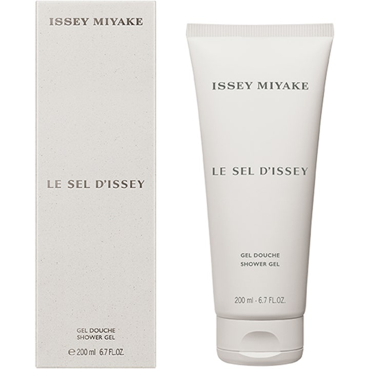 Issey Miyake Le Sel D'Issey Shower Gel 200 ml opfriskende kropspleje i en minimalistisk lys grå tube og æske.