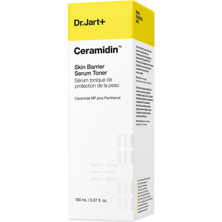 Dr.Jart+ Ceramidin Skin Barrier Serum Toner 150 ml styrkende toner i hvid og gul papæske
