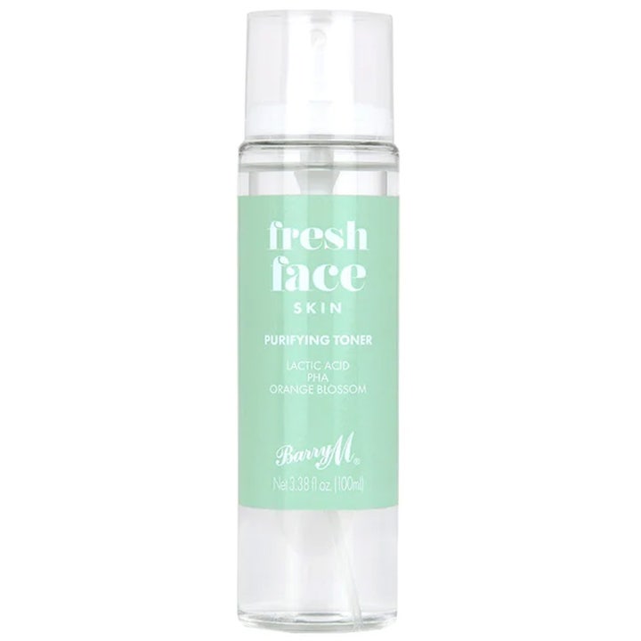 Barry M Fresh Face Purifying Toner 100ml rensende toner i klar plastflaske med mintgrøn label og gennemsigtigt låg
