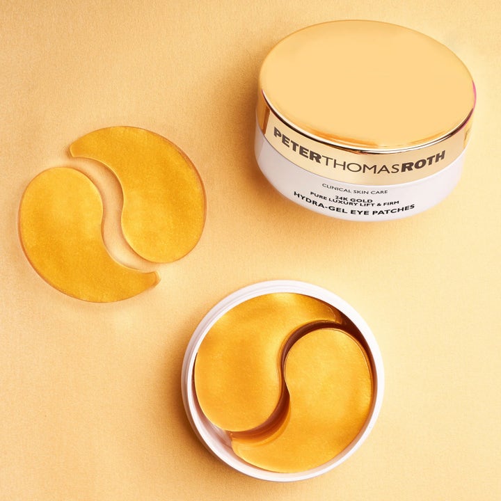 Peter Thomas Roth 24k Gold Eye Patches 60 stk opstrammende øjenmaske med guldglitrende gel i hvid krukke med guldlåg