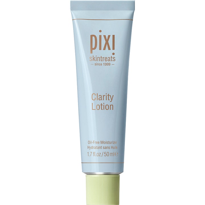 Pixi Clarity Lotion 50 ml oliefri ansigtscreme der giver klarere hud i en lyseblå tube med lysegrønt låg