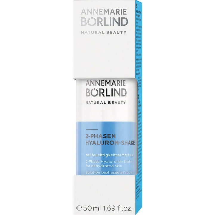 Annemarie Börlind 2-Phase Hyaluron-Shake 50 ml fugtgivende ansigtsserum i hvid og blå emballage