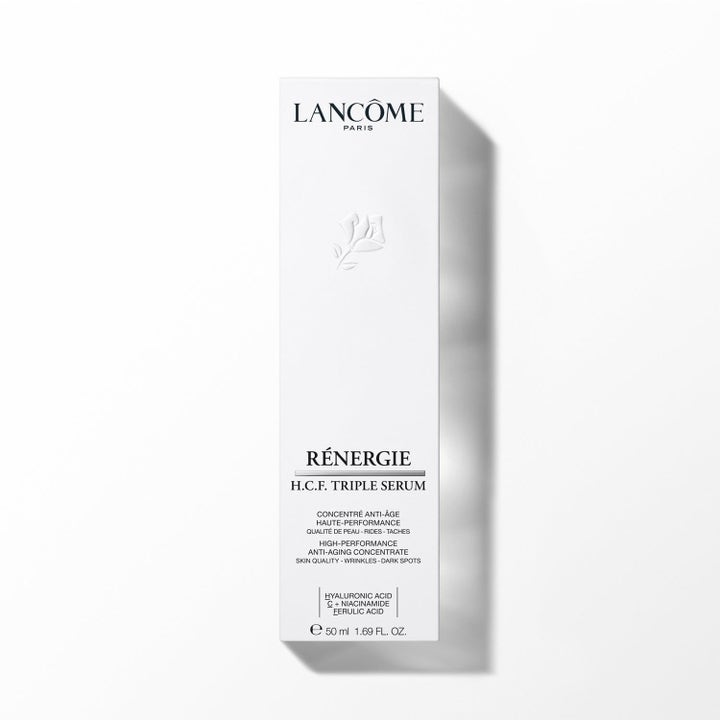 Lancôme Rénergie H.C.F. Triple Serum 50 ml anti-age serum i hvid yderemballage med præget logo.