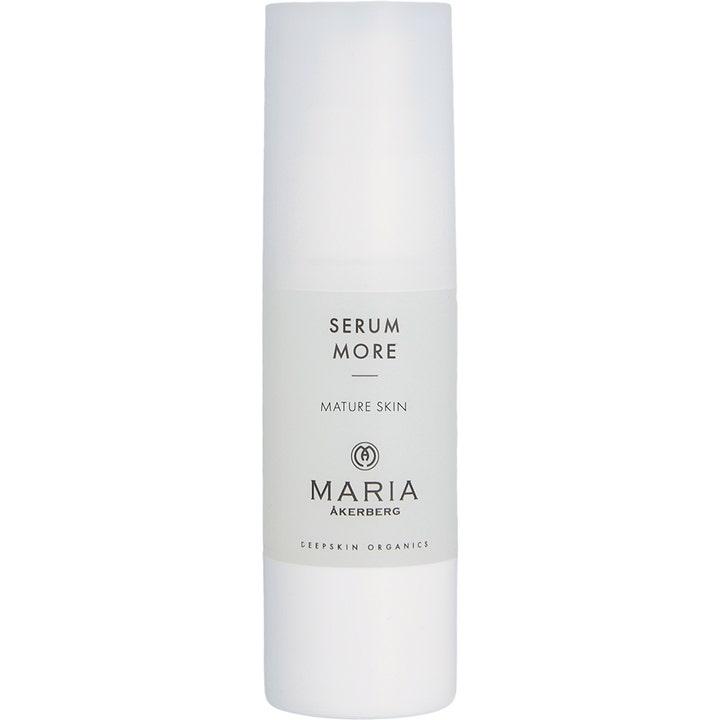Maria Åkerberg Serum More 30 ml opstrammende ansigtsserum til moden hud i en hvid minimalistisk flaske med mat finish