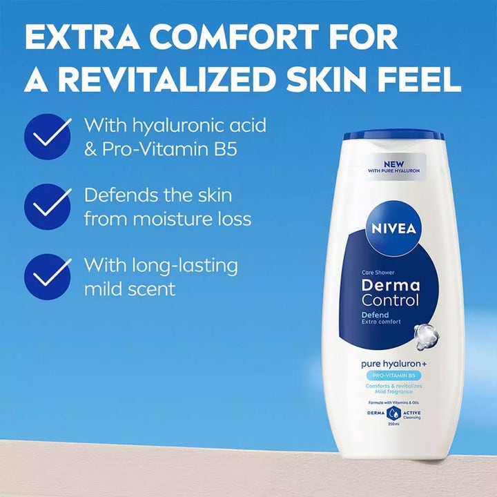 NIVEA Derma Control Defend Shower 250 ml fugtgivende bodyshampoo mod fugttab med hyaluronsyre og pro-vitamin B5