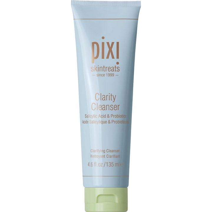 Pixi Clarity Cleanser 135 ml eksfolierende ansigtsvask med salicylsyre i lyseblå tube med lysegrønt låg