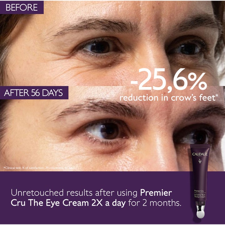 Caudalie Premier Cru The Eye Cream 15 ml øjencreme reducerer smilerynker med 25,6% i før og efter resultat