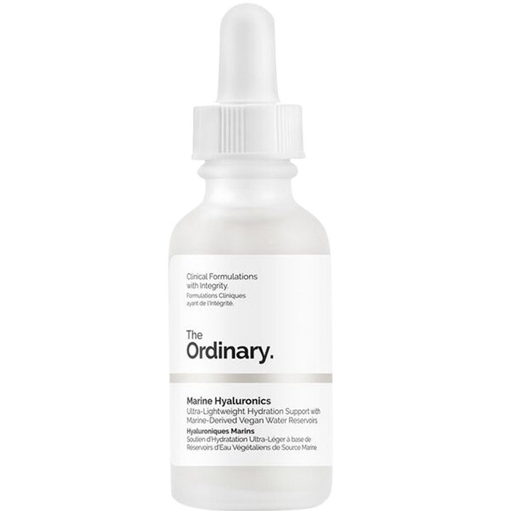 The Ordinary Marine Hyaluronics 30 ml fugtgivende ansigtsserum i hvid frostet glasflaske med pipette