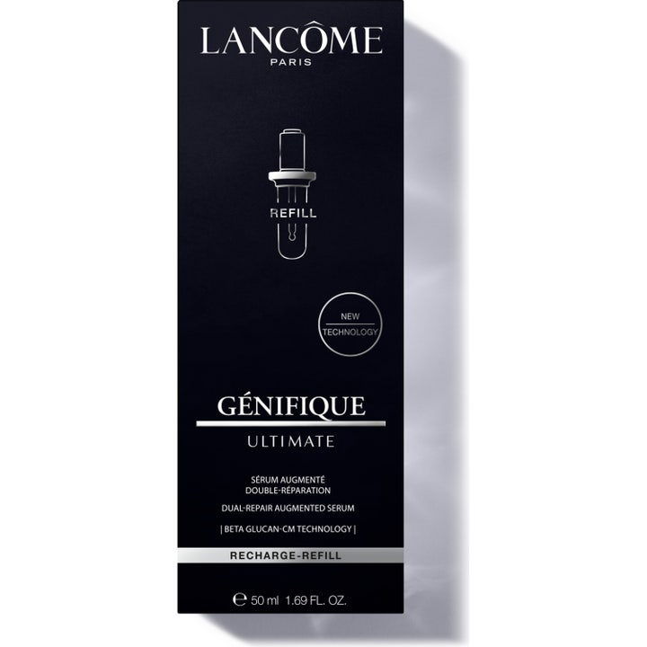 Lancôme Génifique Ultimate Serum Refill 50 ml reparerende serum med Beta Glucan i sort æske med sølvdetaljer