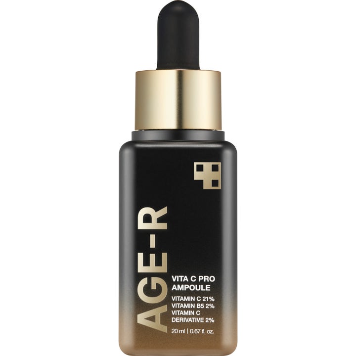 Medicube Age-R Vita C Pro Ampoule 20 ml lysnende serum i sort flaske med guldgradient og pipette.