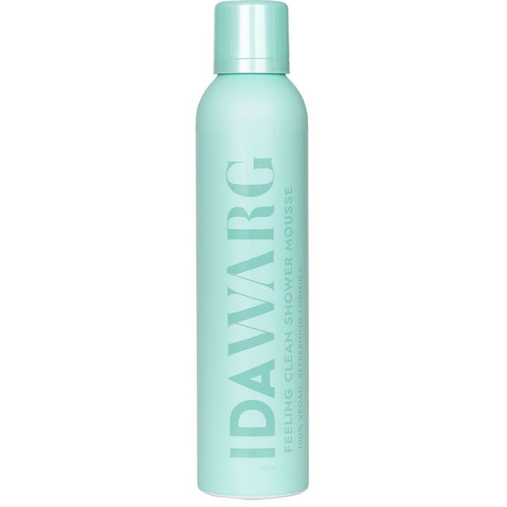Ida Warg Feeling Clean Shower Mousse 200 ml opfriskende vegansk kropspleje i en mat lysegrøn sprayflaske