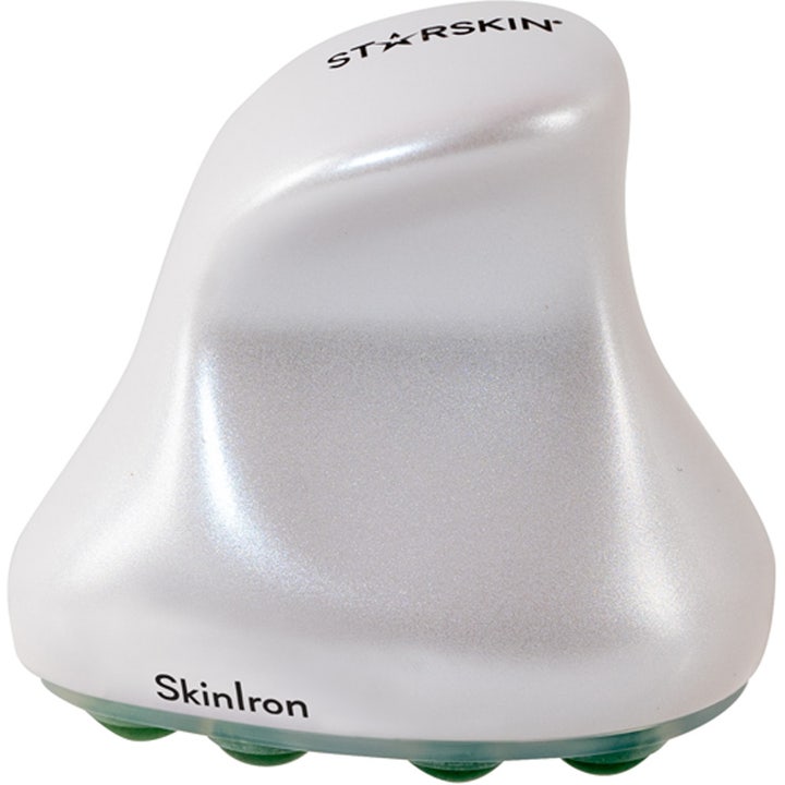 Starskin Skin Iron Face Jade 1 stk opstrammende hudplejeværktøj i hvidt perlemorsdesign med grønne jaderuller