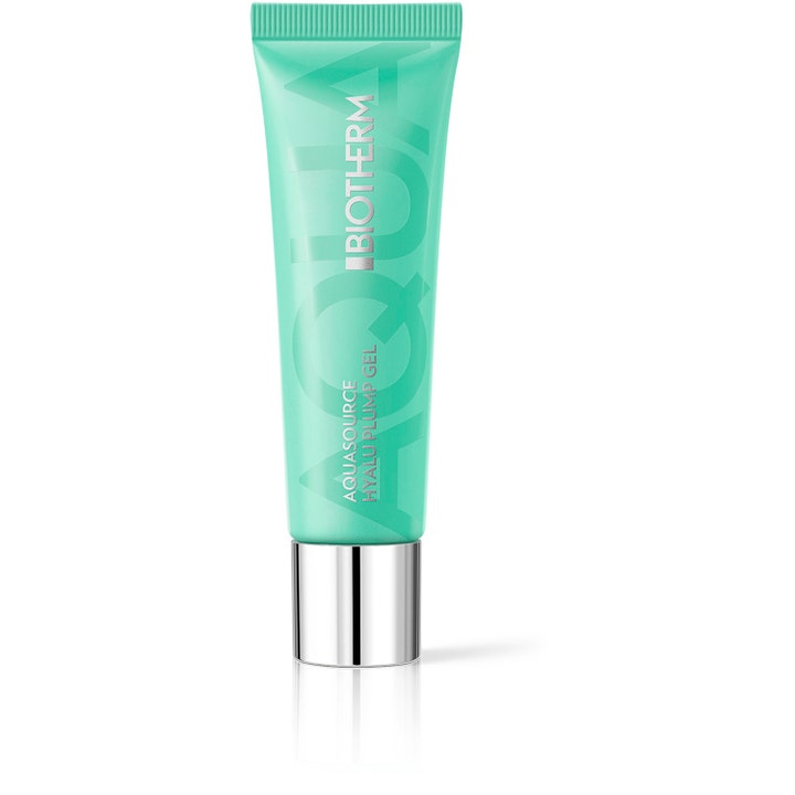 Biotherm Aquasource Hyalu Plump Gel 20 ml fugtgivende ansigtsgel i en mintgrøn tube med sølvlåg