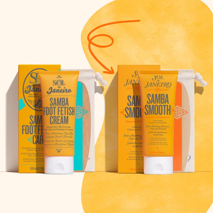 Sol de Janeiro Samba 2-Step Foot Fetish Care 90 ml fodpleje med Cupuaçu-smør i gul tube med praktisk fodfil.