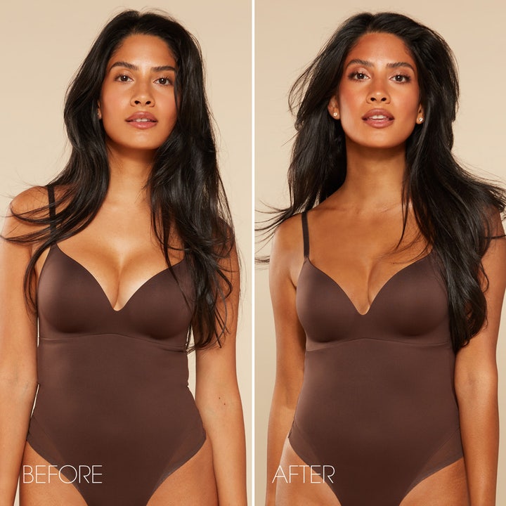 St.Tropez Self Tan Ultra Dark Violet Bronzing Mousse 200 ml selvbruner giver dyb kulør vist i før og efter billede.