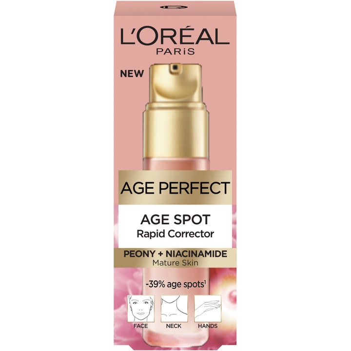 L'Oréal Paris Age Perfect Age Spot Rapid Corrector Serum 30 ml med niacinamid mod pigmentpletter i lyserød æske