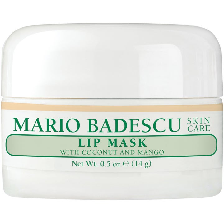 Mario Badescu Lip Mask With Coconut And Mango 14 g plejende læbemaske i hvid krukke med grøn tekst