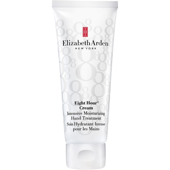 Elizabeth Arden Eight Hour Cream Intensive Moisturizing Hand Treatment fugtgivende håndcreme i hvid tube med grå mønstre