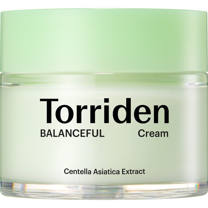 Torriden Balanceful Cream 80ml beroligende ansigtscreme i lysegrøn krukke med mintgrønt låg og Centella Asiatica