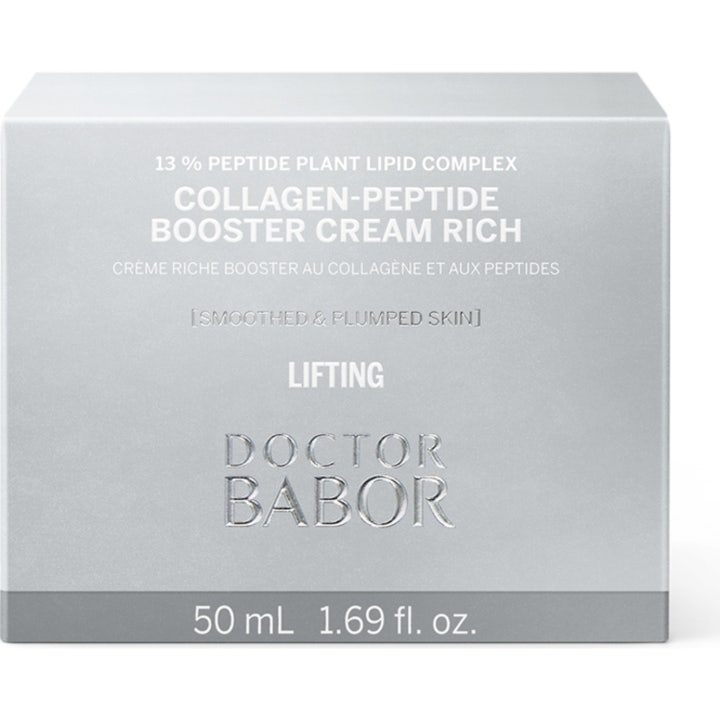 Babor Doctor Babor Collagen-Peptide Booster Cream Rich 50 ml i sølvfarvet æske der giver lifting effekt