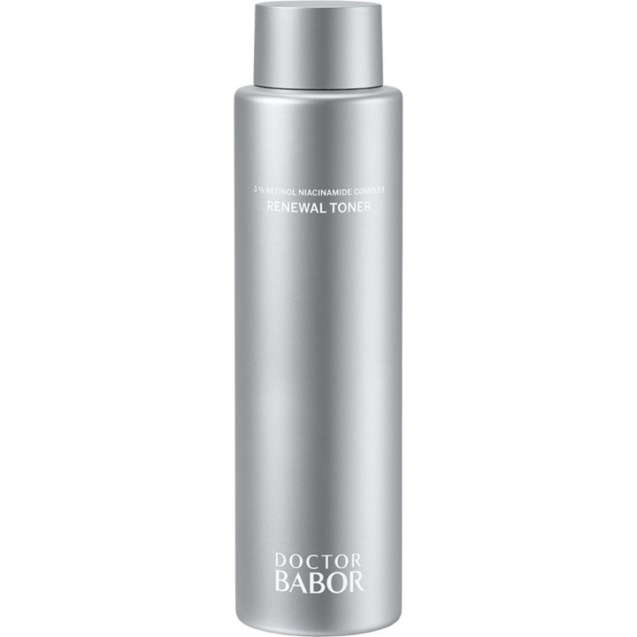 Doctor Babor Renewal Toner 200 ml fornyende ansigtstoner i en slank sølvfarvet flaske med retinol og niacinamid