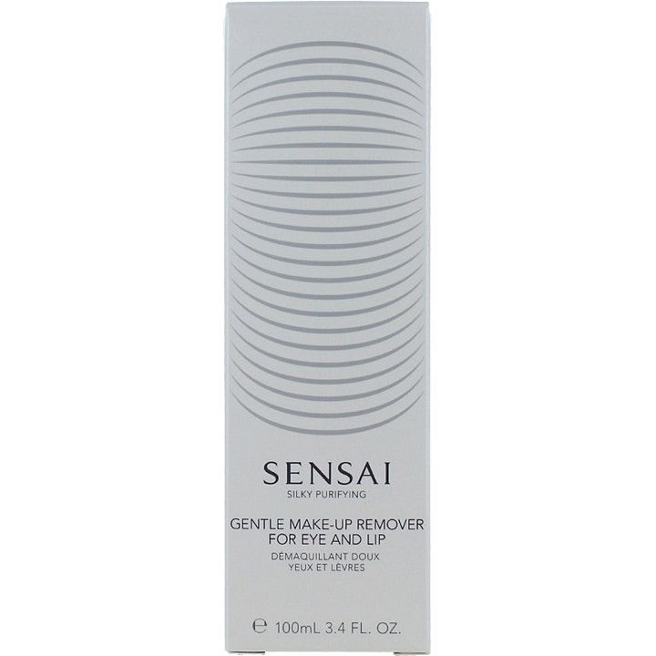 Sensai Silky Purifying Gentle Make-up Remover 100 ml mild ansigtsrens i grå yderemballage med cirkulært mønster.