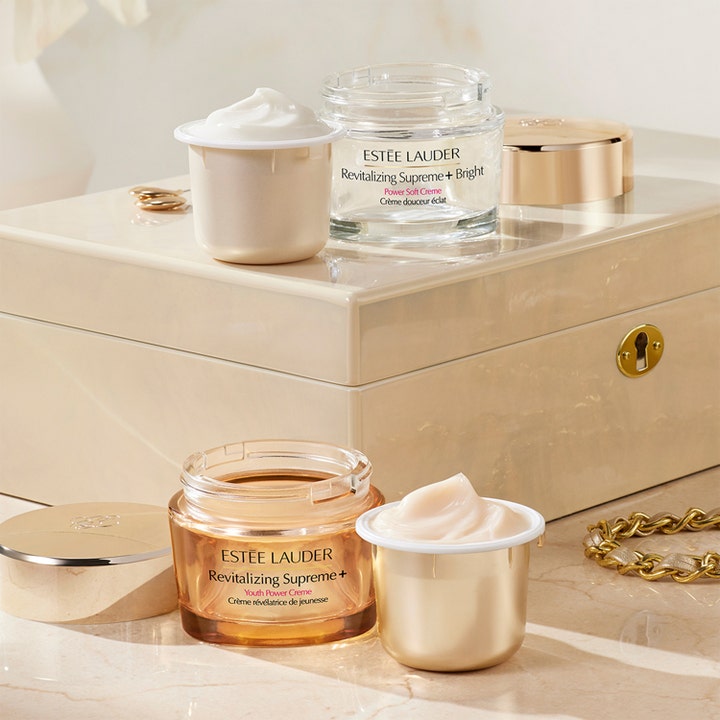 Estée Lauder Revitalizing Supreme+ Youth Power Creme 50 ml refill fastgørende ansigtscreme i guldkapsel ved glaskrukke