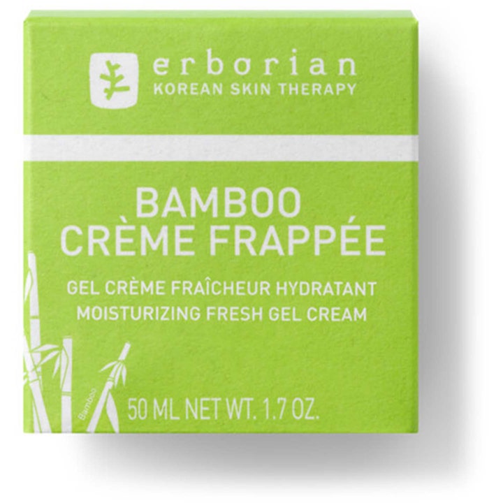 Erborian Bamboo Crème Frappée 50 ml fugtgivende ansigtscreme i grøn æske med hvid tekst og bambusmotiv