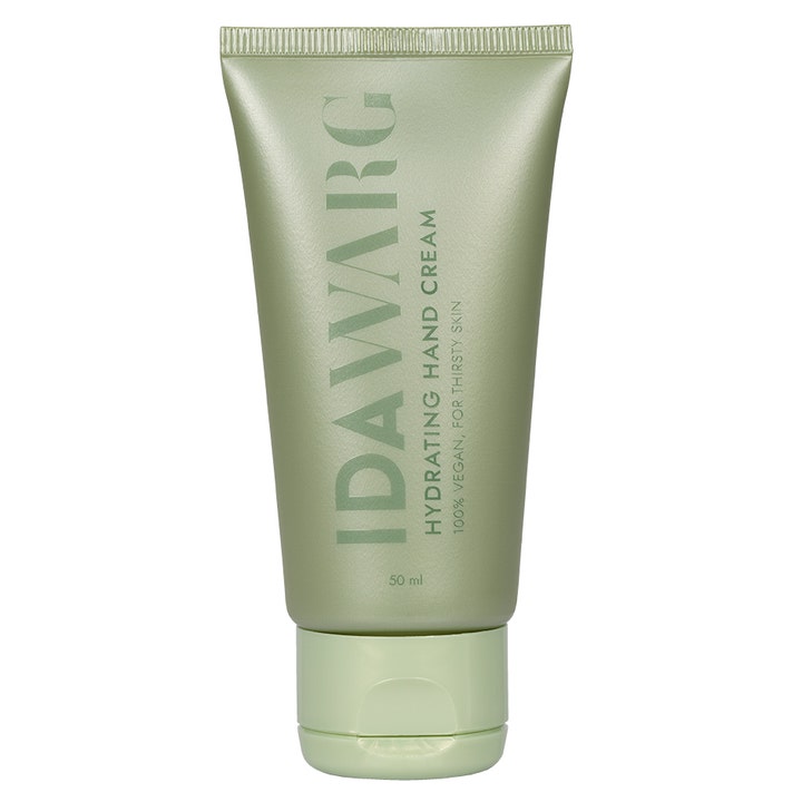 IDA WARG Hydrating Hand Cream 50 ml fugtgivende håndcreme i en salviegrøn tube der plejer tør hud effektivt