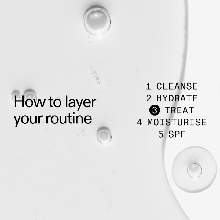 The INKEY List Glycolic Acid Toner 100 ml eksfolierende toner viser trin 3 Treat i en rutine med klar tekstur