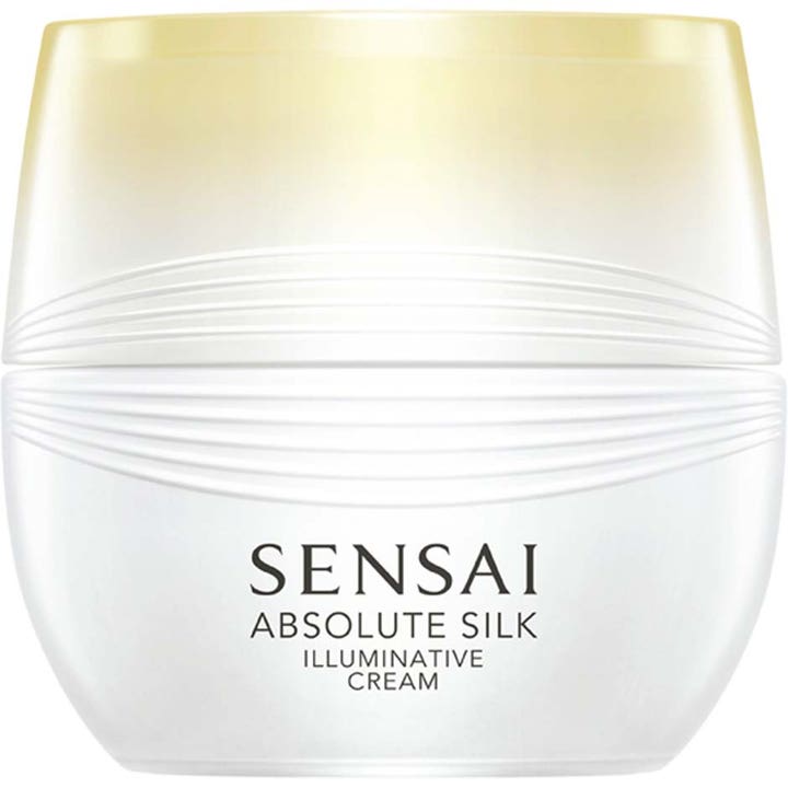 Sensai Absolute Silk Illuminative Cream 40 ml ansigtscreme i hvid krukke med guldtonet låg og riller